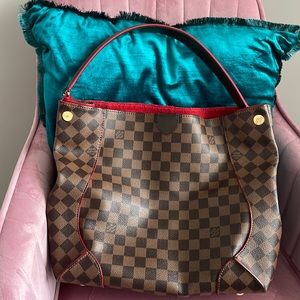 Damier Ebene Caissa Hobo Red Ballerine